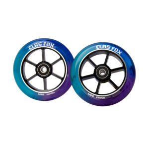 CLAS FOX Mixture Wheels 88A Pro Stunt Scooter Wheels One Pair with ABEC-9 Bearings CNC Metal Core (2pcs) (Purple+Blue+Green, 110mm)