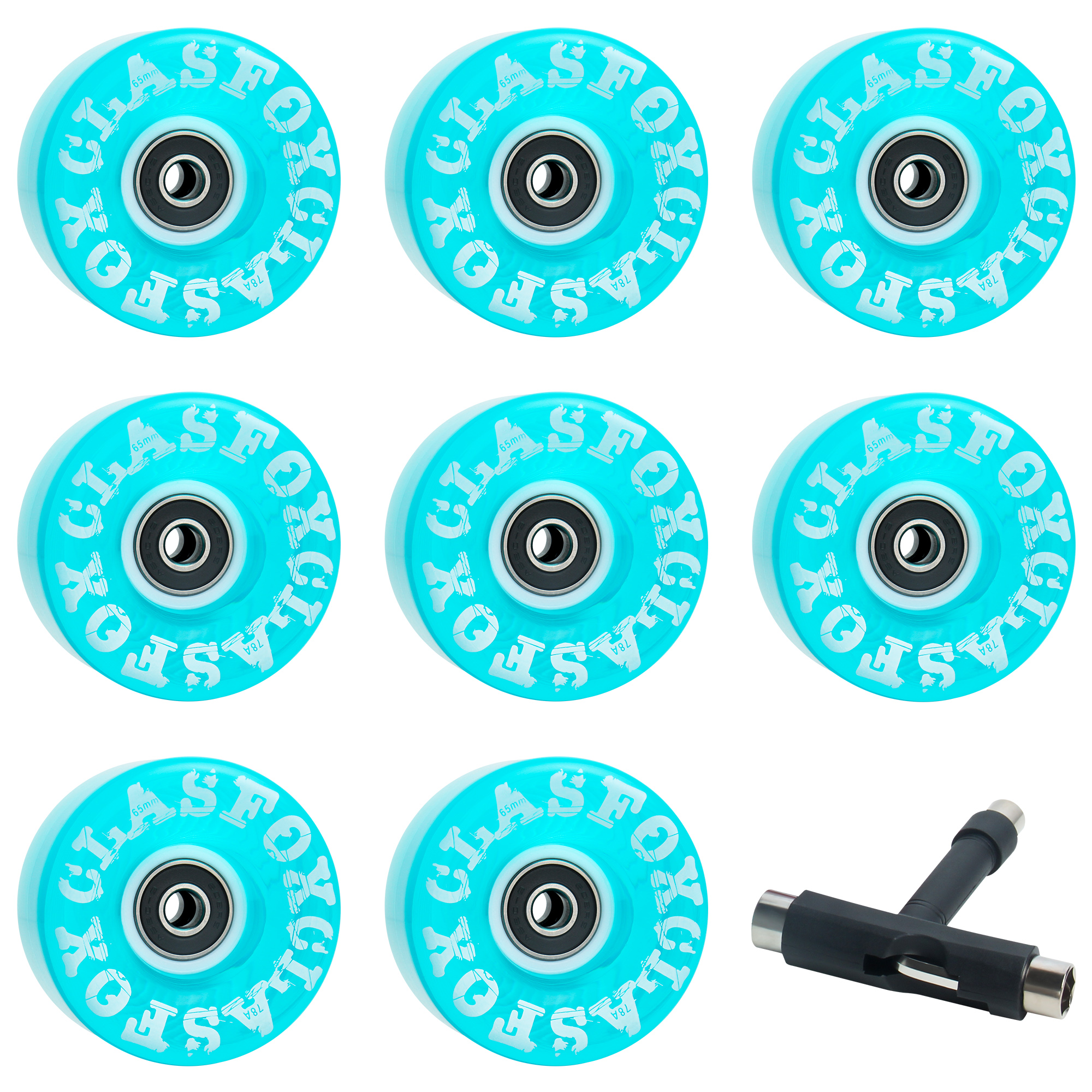 CLAS FOX 78A Indoor or Outdoor 65x35mm Quad Roller Skate Wheels with ABEC-9 Bearings 8 Pcs ( Blue) - Image 3