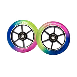 CLAS FOX Mixture Wheels 88A Pro Stunt Scooter Wheels One Pair with ABEC-9 Bearings CNC Metal Core (2pcs) (Red+Yellow+Blue, 110mm)