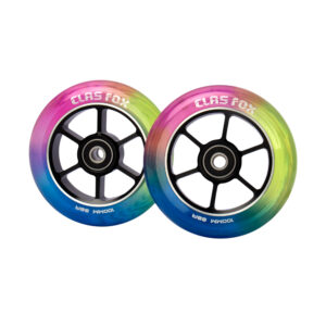 CLAS FOX Mixture Wheels 88A Pro Stunt Scooter Wheels One Pair with ABEC-9 Bearings CNC Metal Core (2pcs) (Red+Yellow+Blue, 100mm)