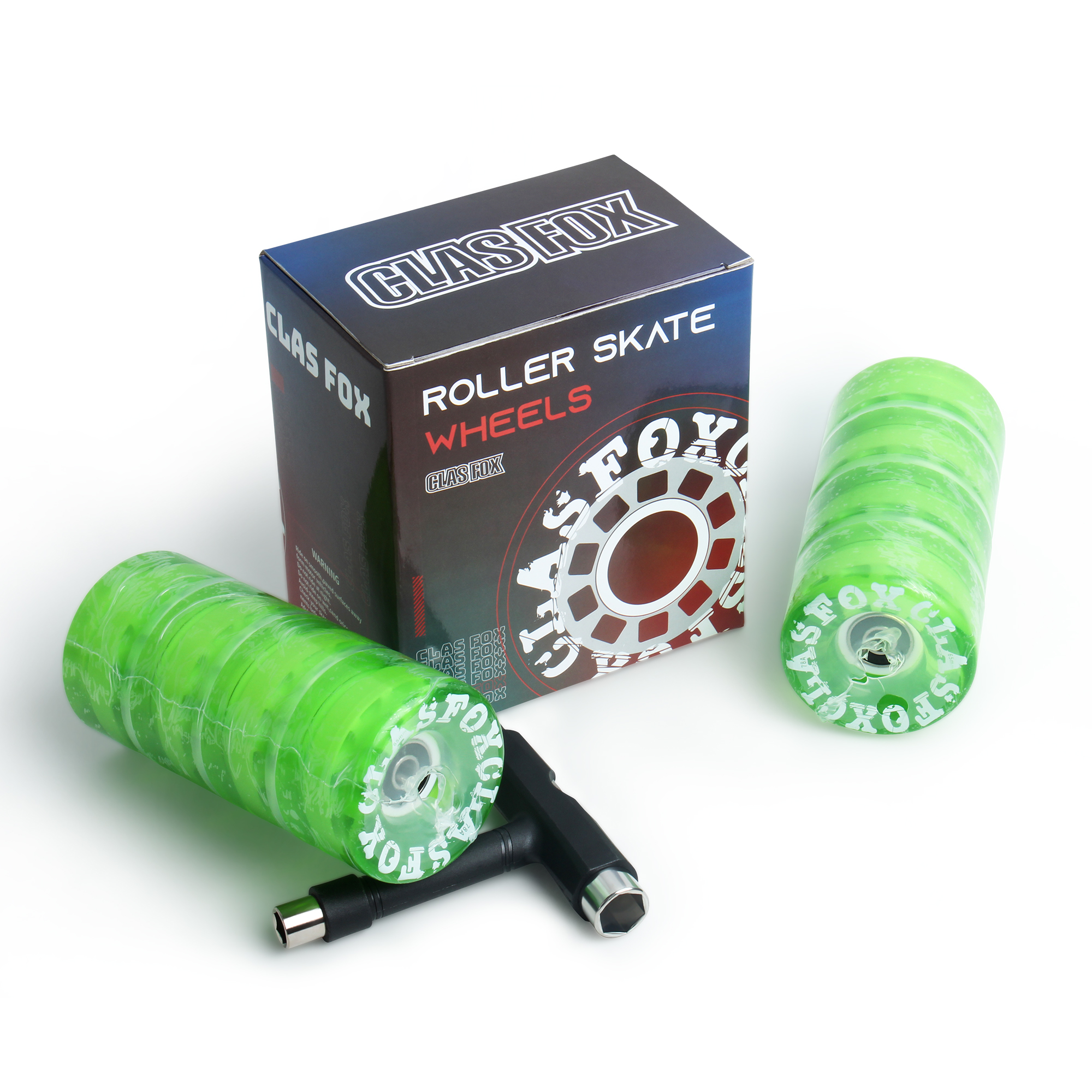 CLAS FOX 78A Indoor or Outdoor 65x35mm Quad Roller Skate Wheels with ABEC-9 Bearings 8 Pcs (Emerald Green) - Image 4