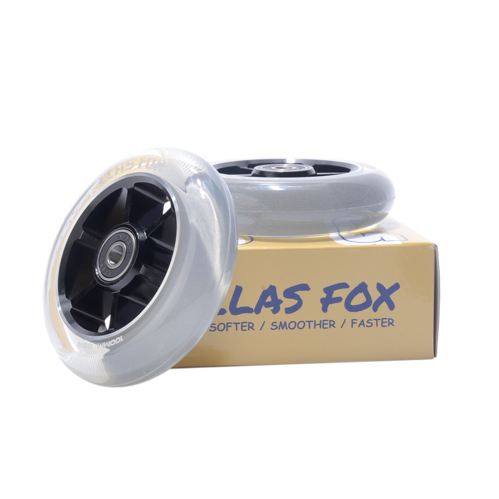 CLAS FOX 100mm One Pair Pro Stunt Scooter Wheels with ABEC-9 Bearings CNC Metal Core Graviti (2pcs) (Clear PU Black Core) - Image 6