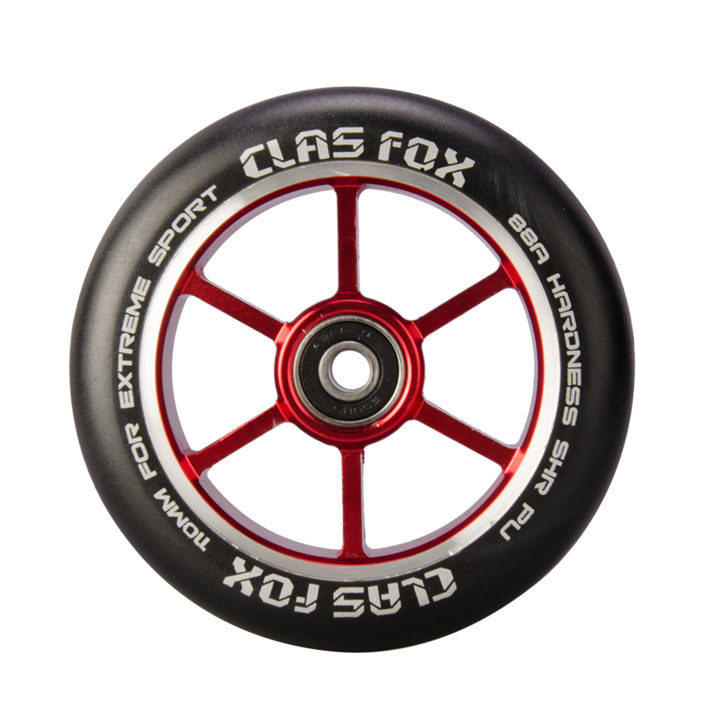 CLAS FOX 110mm One Pair Pro Stunt Scooter Wheels with ABEC-9 Bearings CNC Metal Core (2pcs) (Black PU Red Core) - Image 3