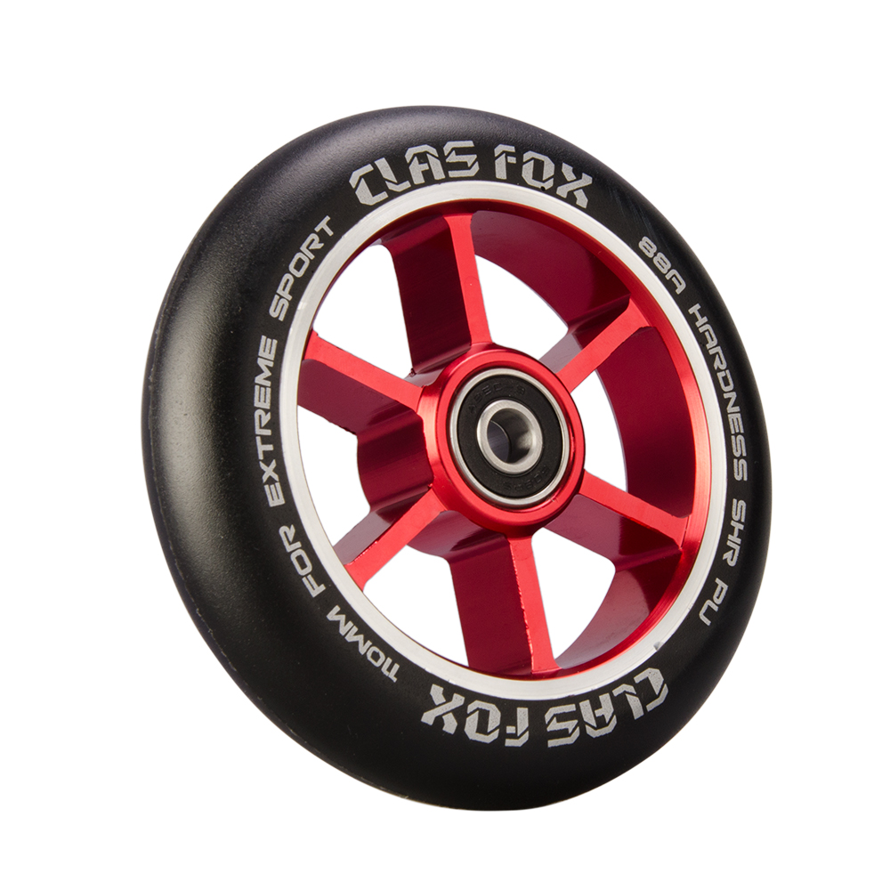CLAS FOX 110mm One Pair Pro Stunt Scooter Wheels with ABEC-9 Bearings CNC Metal Core (2pcs) (Black PU Red Core) - Image 4