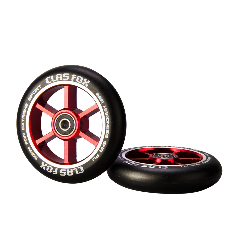 CLAS FOX 110mm One Pair Pro Stunt Scooter Wheels with ABEC-9 Bearings CNC Metal Core (2pcs) (Black PU Red Core) - Image 5