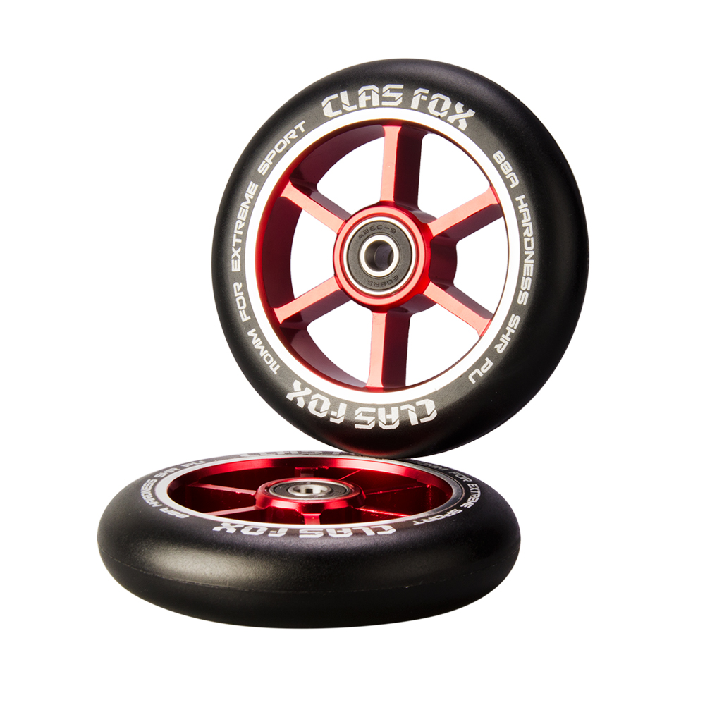 CLAS FOX 110mm One Pair Pro Stunt Scooter Wheels with ABEC-9 Bearings CNC Metal Core (2pcs) (Black PU Red Core) - Image 6