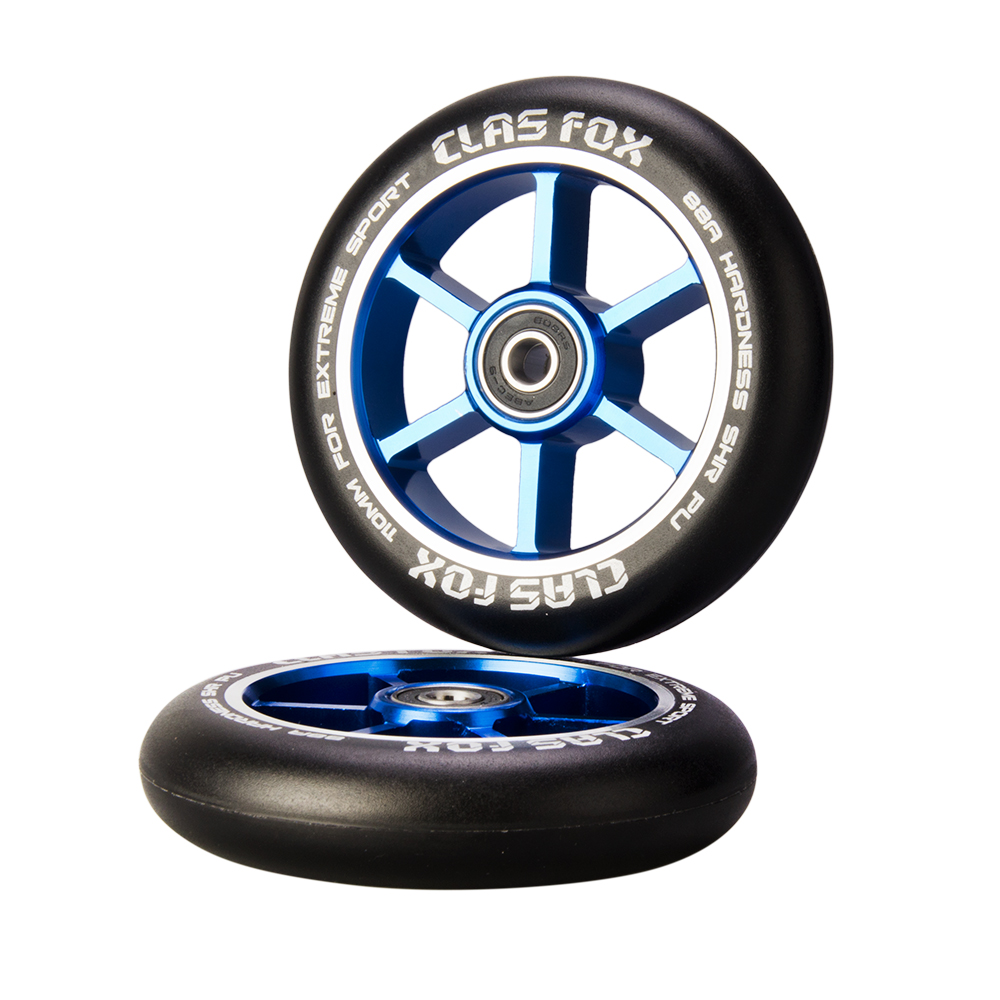 CLAS FOX 110mm One Pair Pro Stunt Scooter Wheels with ABEC-9 Bearings CNC Metal Core (2pcs) (Black PU Blue Core) - Image 6