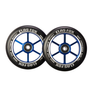 CLAS FOX 110mm One Pair Pro Stunt Scooter Wheels with ABEC-9 Bearings CNC Metal Core (2pcs)  (Black PU Blue Core)