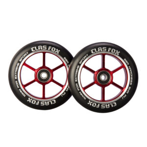 CLAS FOX 110mm One Pair Pro Stunt Scooter Wheels with ABEC-9 Bearings CNC Metal Core (2pcs)  (Black PU Red Core)