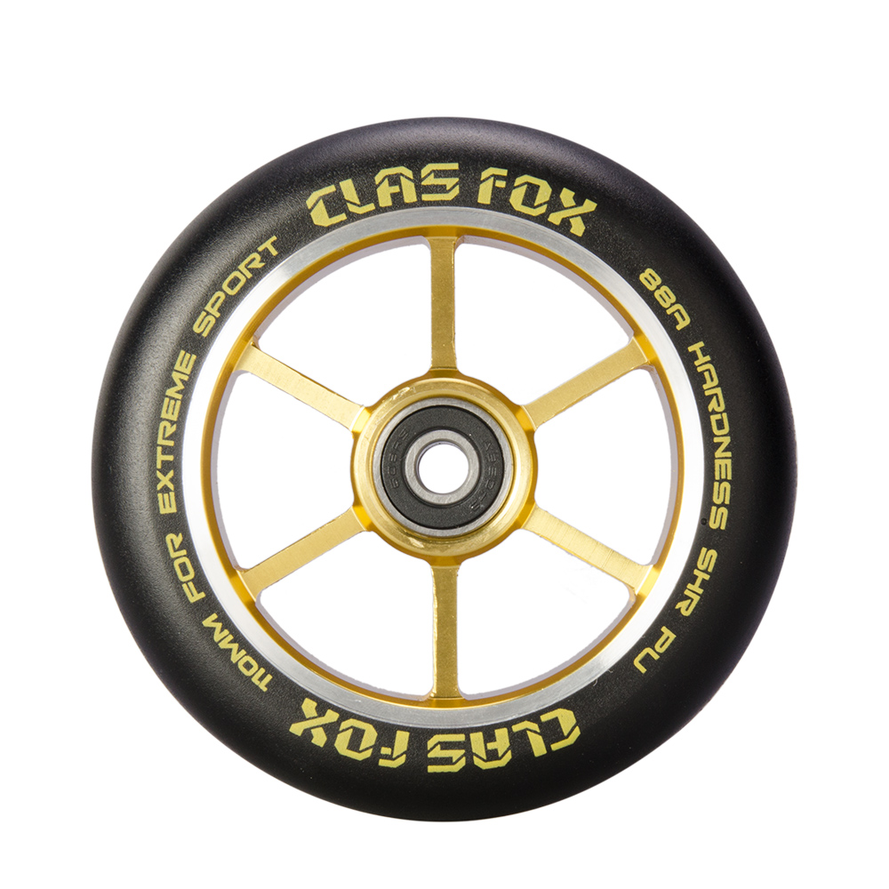 CLAS FOX 110mm One Pair Pro Stunt Scooter Wheels with ABEC-9 Bearings CNC Metal Core (2pcs) (Black PU Gold Core) - Image 2