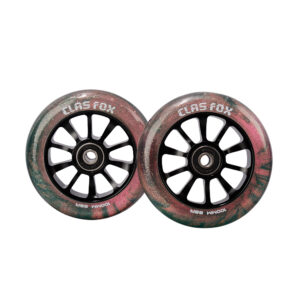 CLAS FOX Pro Scooter Wheels 100mm Transparent Sparkle PU with ABEC-9 Bearings CNC Metal Core (2pcs) (Brown)