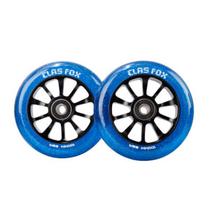 CLAS FOX Pro Scooter Wheels 100mm Transparent Sparkle PU with ABEC-9 Bearings CNC Metal Core (2pcs) (Blue)