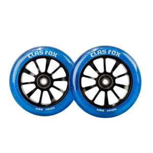 CLAS FOX Pro Scooter Wheels 110mm Transparent Sparkle PU with ABEC-9 Bearings CNC Metal Core (2pcs) (Blue)