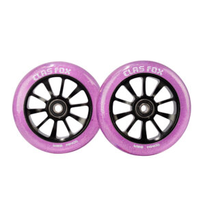 CLAS FOX Pro Scooter Wheels 110mm Transparent Sparkle PU with ABEC-9 Bearings CNC Metal Core (2pcs) (Purple)