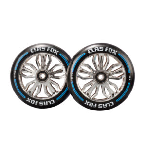 CLAS FOX Pro Scooter Wheels 120x30mm Set of 2 Pro Scooter Wheels with ABEC-9 Bearings (Black-Silver)