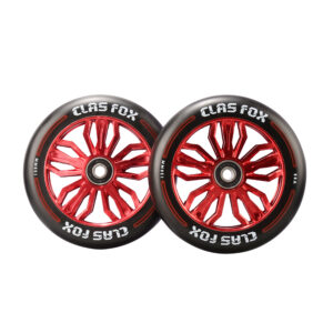 CLAS FOX Pro Scooter Wheels 120mm - Scooter Wheels 120mm Pair - Set of 2 - Pro Scooter Wheels – 120x24mm with Bearings Installed - Scooter for Kids - Scooter Parts (Black-Red)