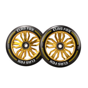CLAS FOX Pro Scooter Wheels 120mm - Scooter Wheels 120mm Pair - Set of 2 - Pro Scooter Wheels – 120x24mm with Bearings Installed - Scooter for Kids - Scooter Parts (Black-Gold)