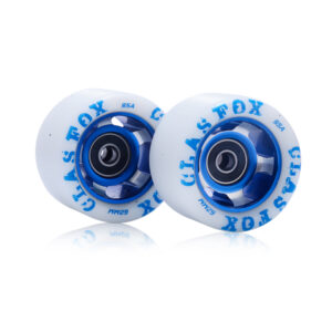CLAS FOX 95A Speed/Derby Wheels Aluminum Roller Skate Wheels Indoor Roller Replacement Wheel (Set of 8)(White PU Blue Core)