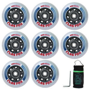 CLAS FOX Inline Skate Replacement Wheels With Wheels Bag 72mm/76mm with Bearings ABEC-9 and Floating Spacers for Blades Roller Hockey Skates, 85A Indoor & Outdoor (8-Pack) (72MM)