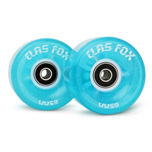 CLAS FOX Roller Skate Wheels Light up with Shining Dots and ABEC-9 Bearings Installed 65mm X 35mm 82A 8 PCS Outdoor or Indoor for Double Row Skating (Blue)