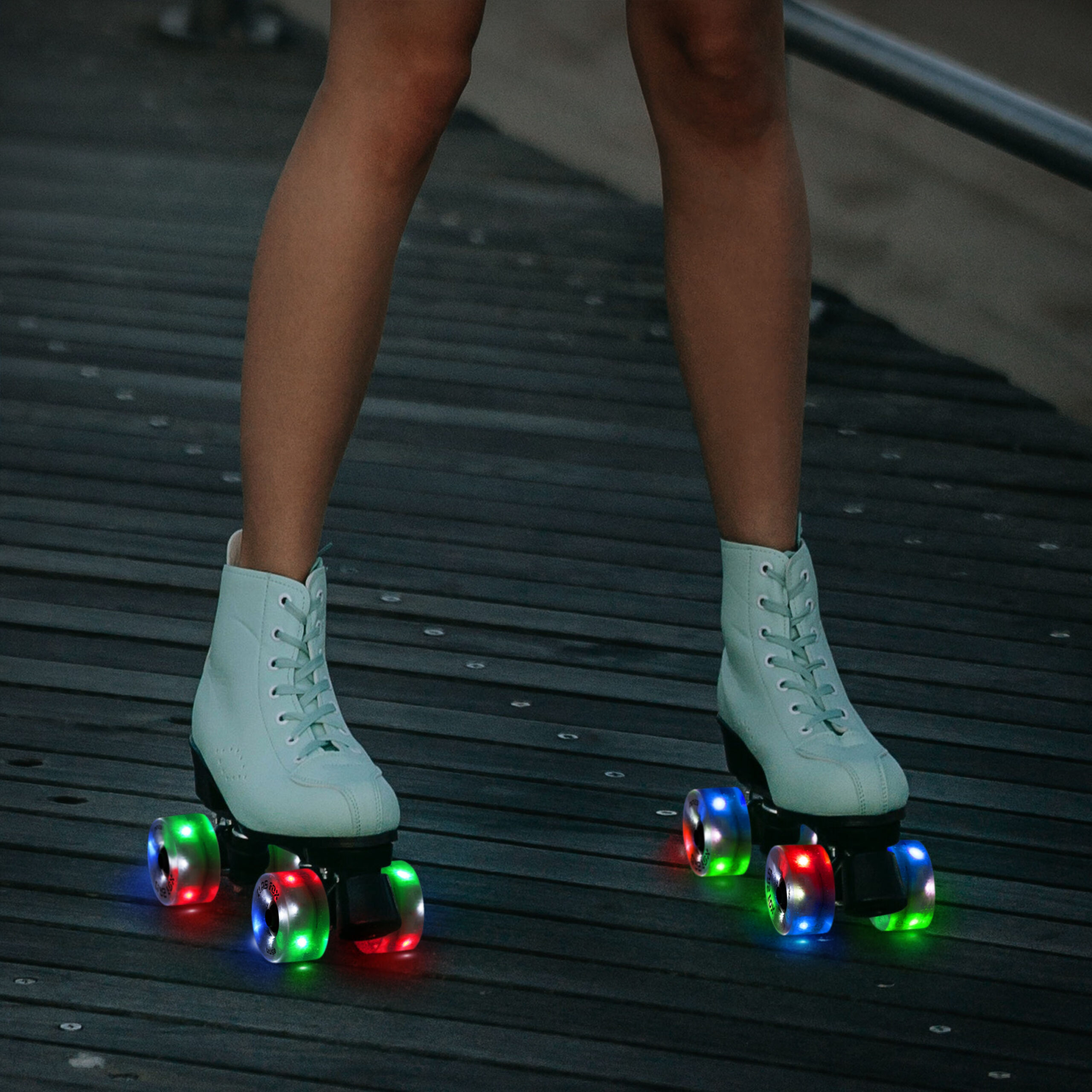 CLAS FOX Roller Skate Wheels Light up with Shining Dots and ABEC-9 Bearings Installed 65mm X 35mm 82A 8 PCS Outdoor or Indoor for Double Row Skating (Transparent) - Image 6