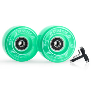 CLAS FOX Roller Skate Wheels Outdoor or Indoor 58mm32mm 82A Replacement Accessories Suitable for Outdoor or Indoor (Set of 8) (Green)