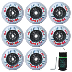 CLAS FOX Inline Skate Wheels With Wheels Bag 72MM/76MM 85A Shining Flash Inline Skate Replacement Wheels With Bearings ABEC-9 (8-Pack) (72MM)