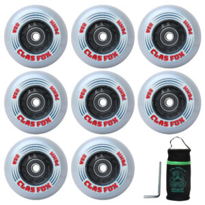 CLAS FOX Inline Skate Wheels With Wheels Bag 72MM/76MM 85A Shining Flash Inline Skate Replacement Wheels With Bearings ABEC-9 (8-Pack) (76MM)