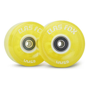 CLAS FOX Roller Skate Wheels Light up with Shining Dots and ABEC-9 Bearings Installed 65mm X 35mm 82A 8 PCS Outdoor or Indoor for Double Row Skating (Yellow)