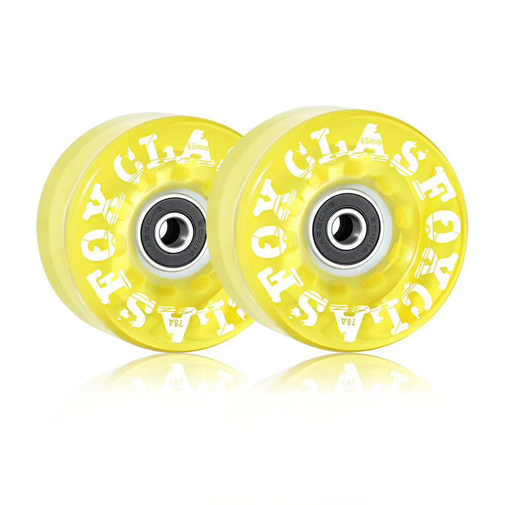 CLAS FOX 78A Indoor or Outdoor 65x35mm Quad Roller Skate Wheels with ABEC-9 Bearings 8 Pcs (Yellow) - Image 4