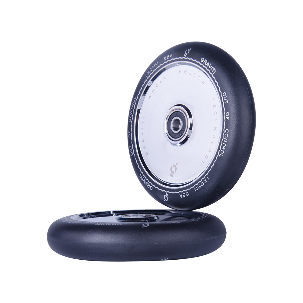 GRAVITI 1 Pair Pro Stunt Scooter Wheel 120mm Hollow wheels with ABEC 9 Bearings for MGP/Razor/Lucky/Envy/Vokul Scooter (Black-Silver) - Image 4