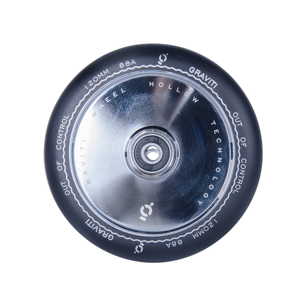 GRAVITI 1 Pair Pro Stunt Scooter Wheel 120mm Hollow wheels with ABEC 9 Bearings for MGP/Razor/Lucky/Envy/Vokul Scooter (Black-Silver) - Image 2